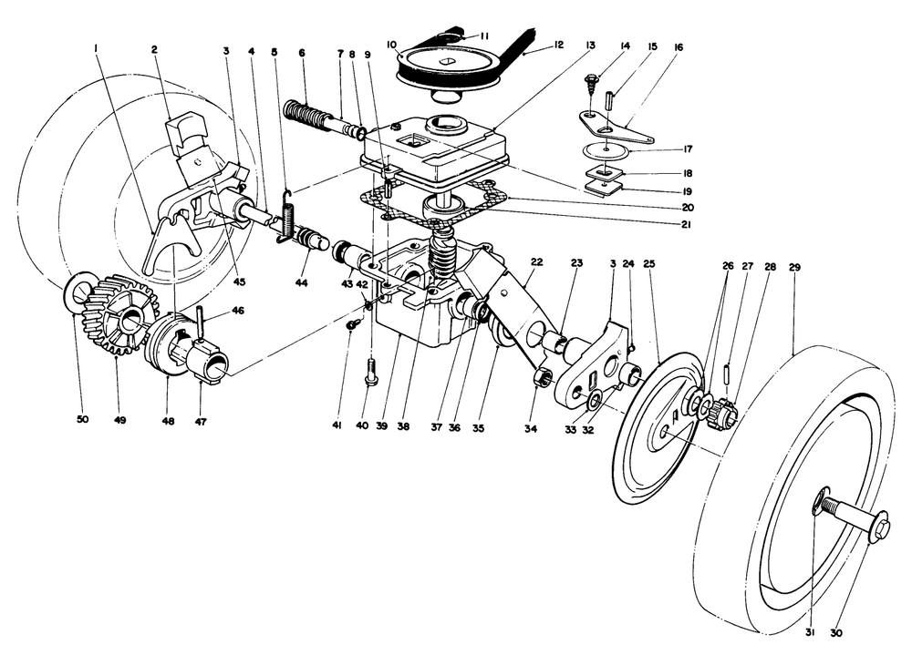 Gear Case Assembly Diagram and Parts List for 16297C 5000001 - 5999999 Toro Lawn Mower