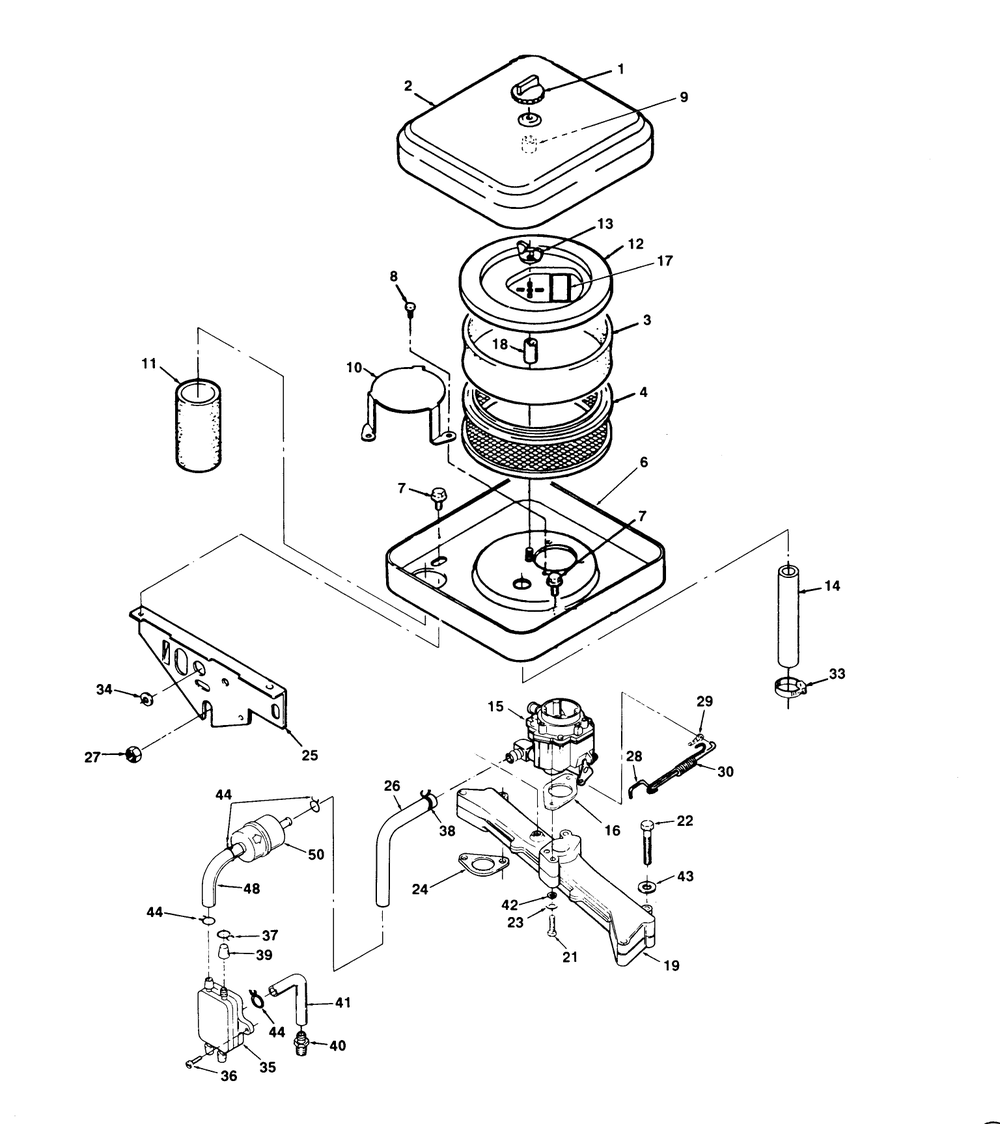 Air Cleaner And Carburetor Diagram and Parts List for 74140 39000001 - 39999999 Toro Lawn Tractor