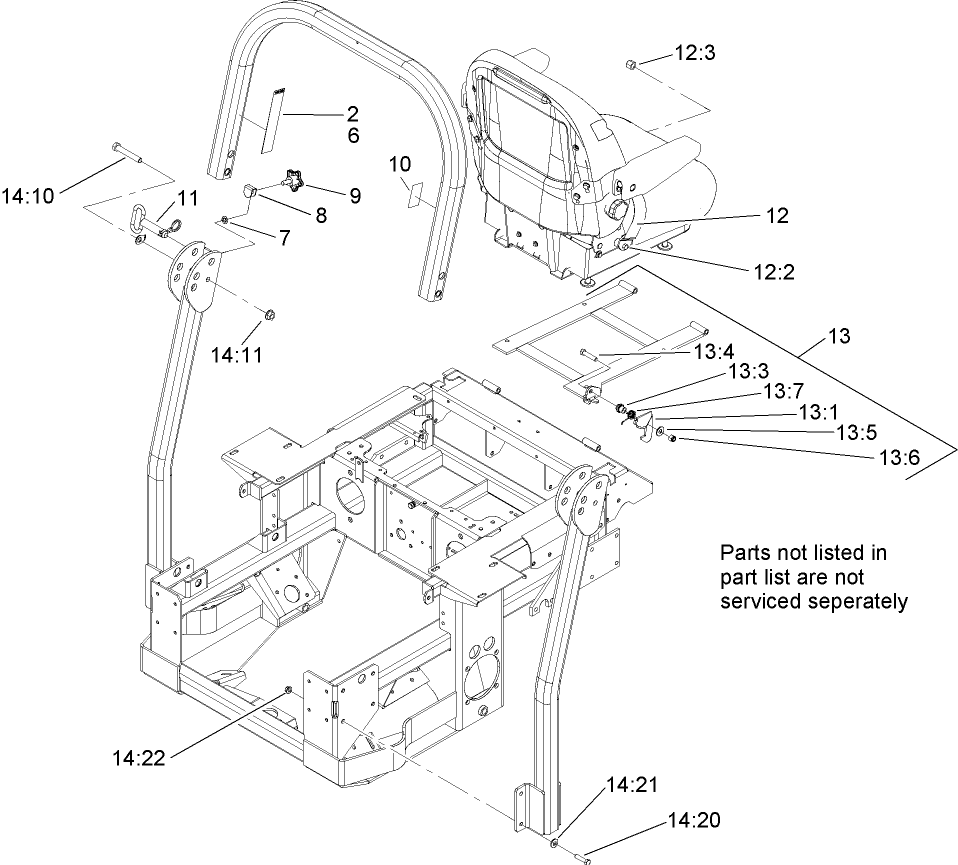 Roll-Over-Protection-System Assembly Diagram and Parts List for 74269 (240000001-240999999)(2004) Toro Lawn Mower