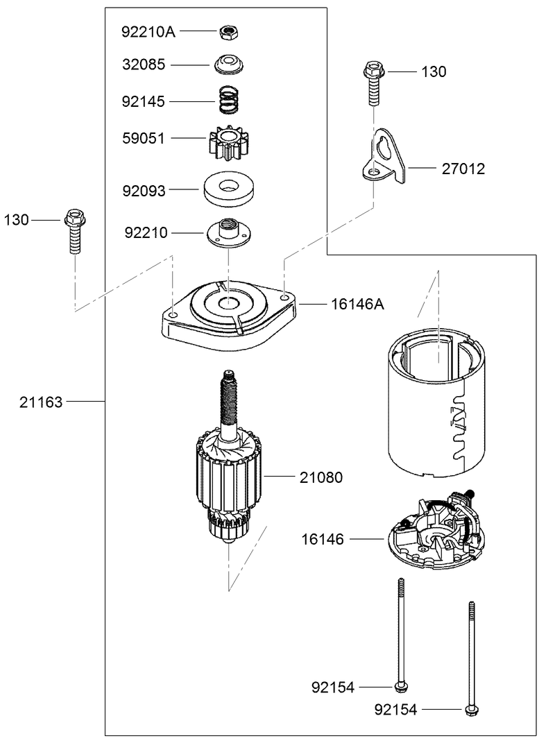 Starter Assembly Diagram and Parts List for 22973G 400000000 - 401999999 Toro Lawn Tractor Accessories