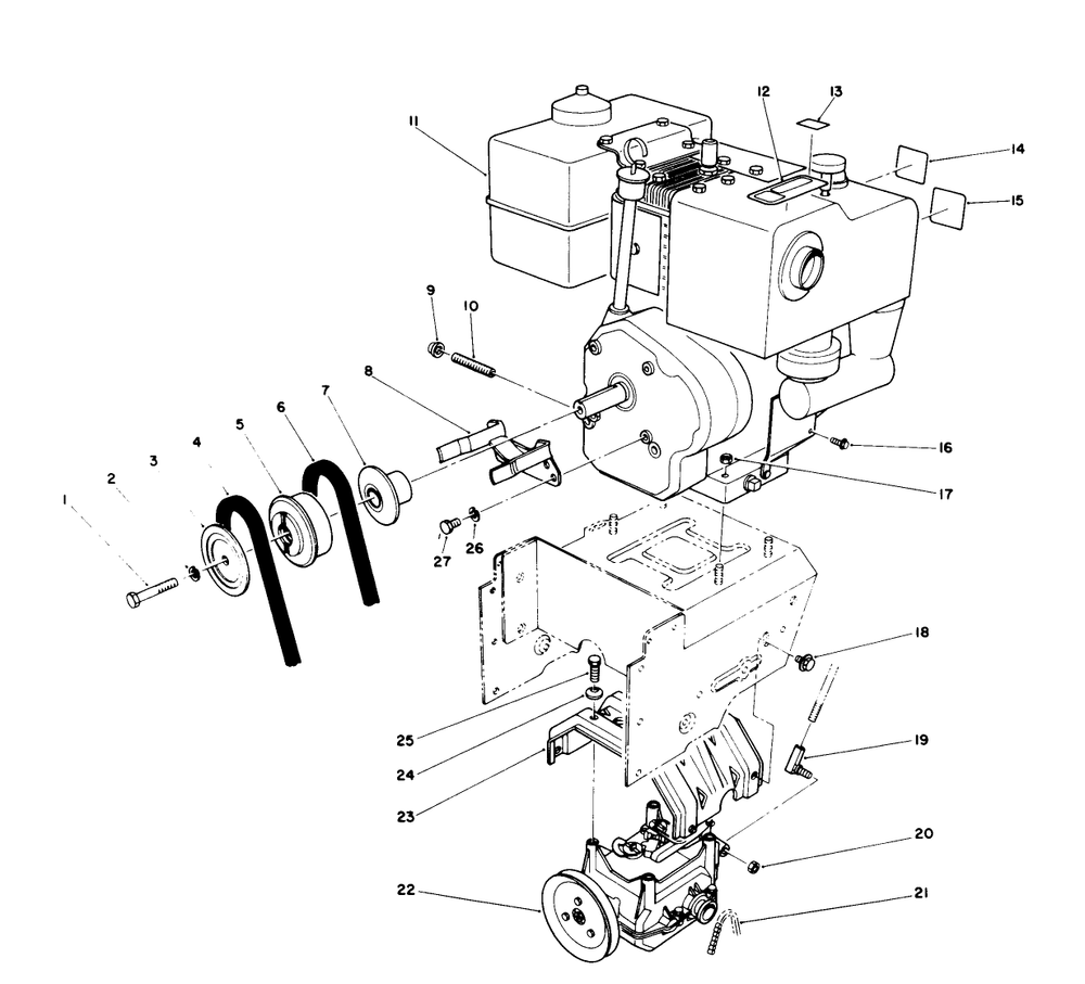 Engine Assembly Diagram and Parts List for 38565 9000001 - 9999999 Toro Snow Blower