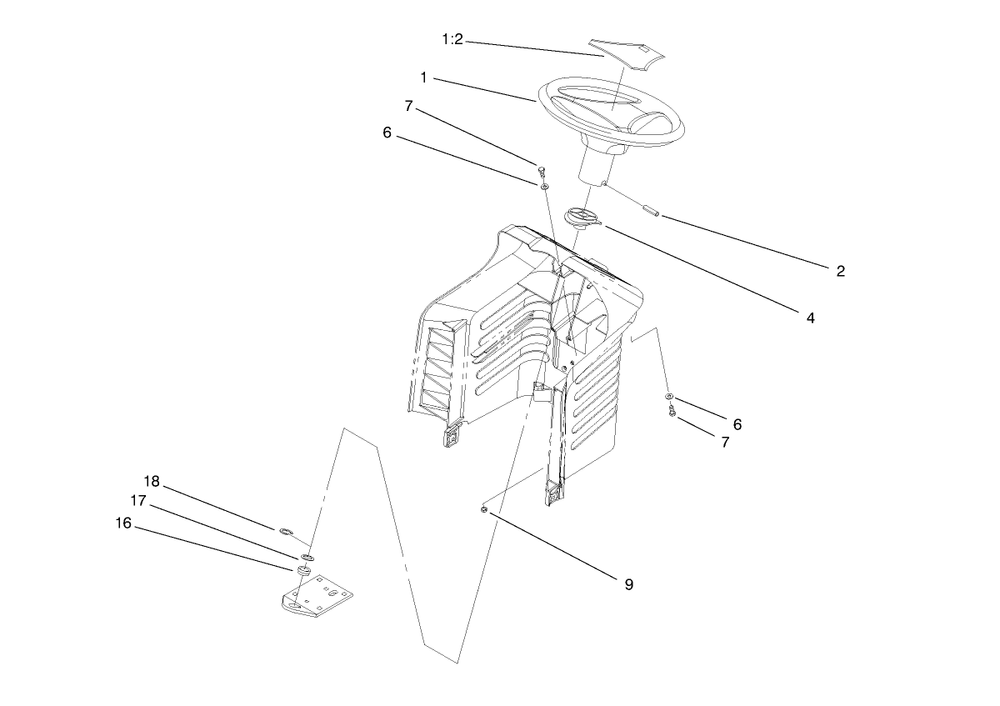 Steering Assembly Diagram and Parts List for 71188 7900001 - 7999999 Toro Lawn Tractor
