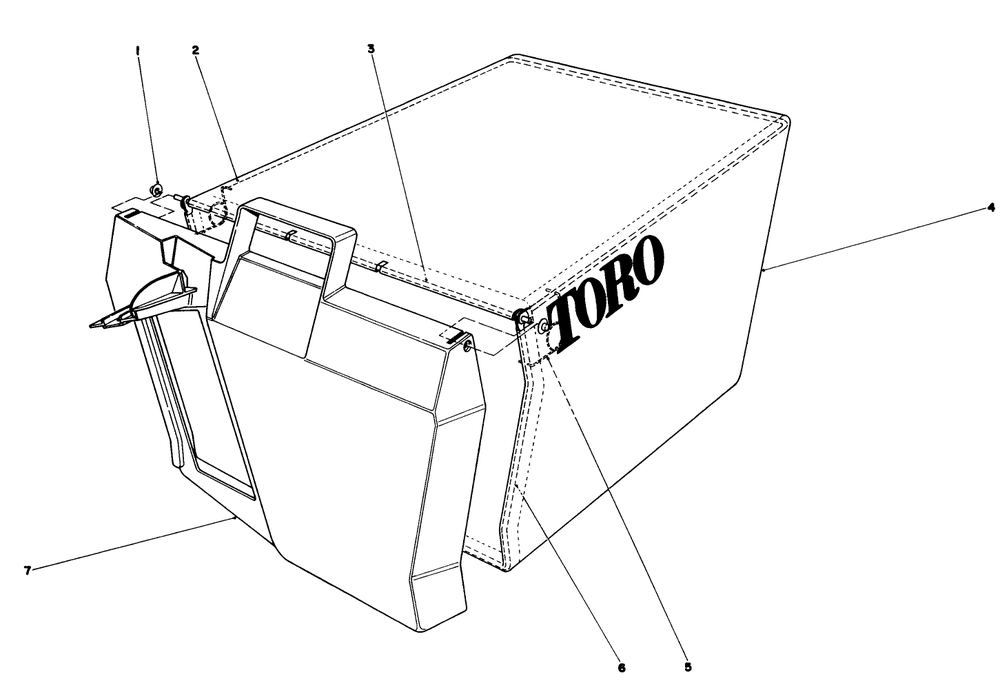 Grass Bag Assembly Diagram and Parts List for 20610 0000001 - 0999999 Toro Lawn Mower