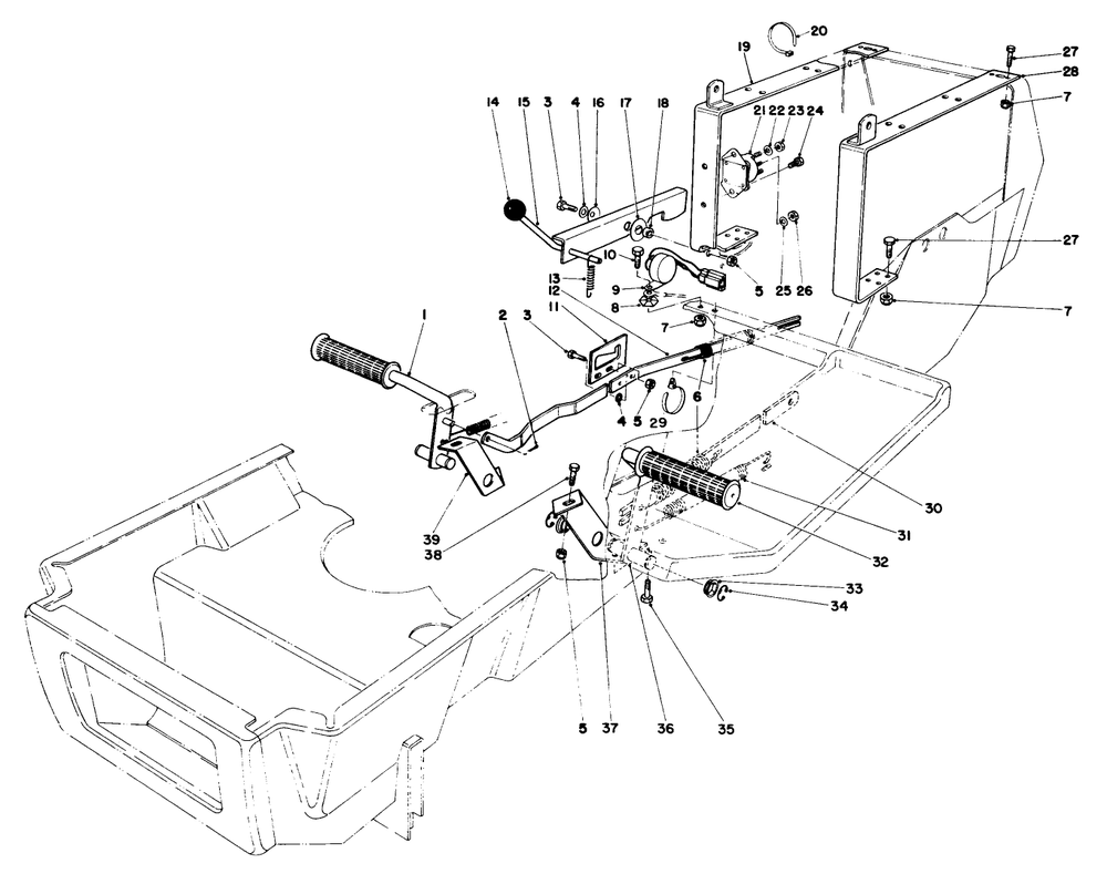 Brake & Clutch Pedal Assembly Diagram and Parts List for 57360 3000001 - 3999999 Toro Lawn Tractor