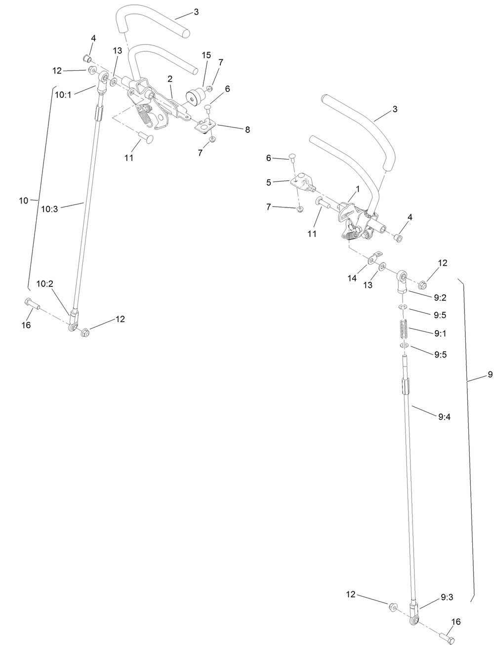 Motion Control Assembly Diagram and Parts List for 79505 400000000-402884999 Toro Lawn Mower