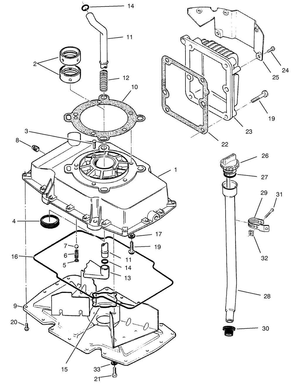 Oil Base & Fill Tube Assembly Diagram and Parts List for 74041 49000001 - 49999999 Toro Lawn Tractor