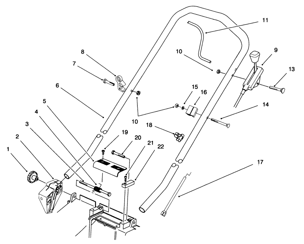 Handle Assembly Diagram and Parts List for 21001B 6900001 - 6999999 Toro Lawn Mower