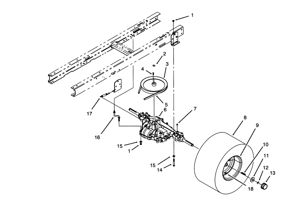 Transaxle Assembly Diagram and Parts List for 71205 59000001 - 59999999 Toro Lawn Tractor