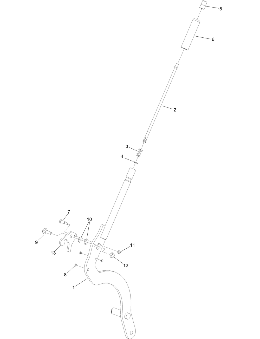 Hoc Lever Assembly No. 130-1755 Diagram and Parts List for 72505 411800000 - 412999999 Toro Lawn Mower