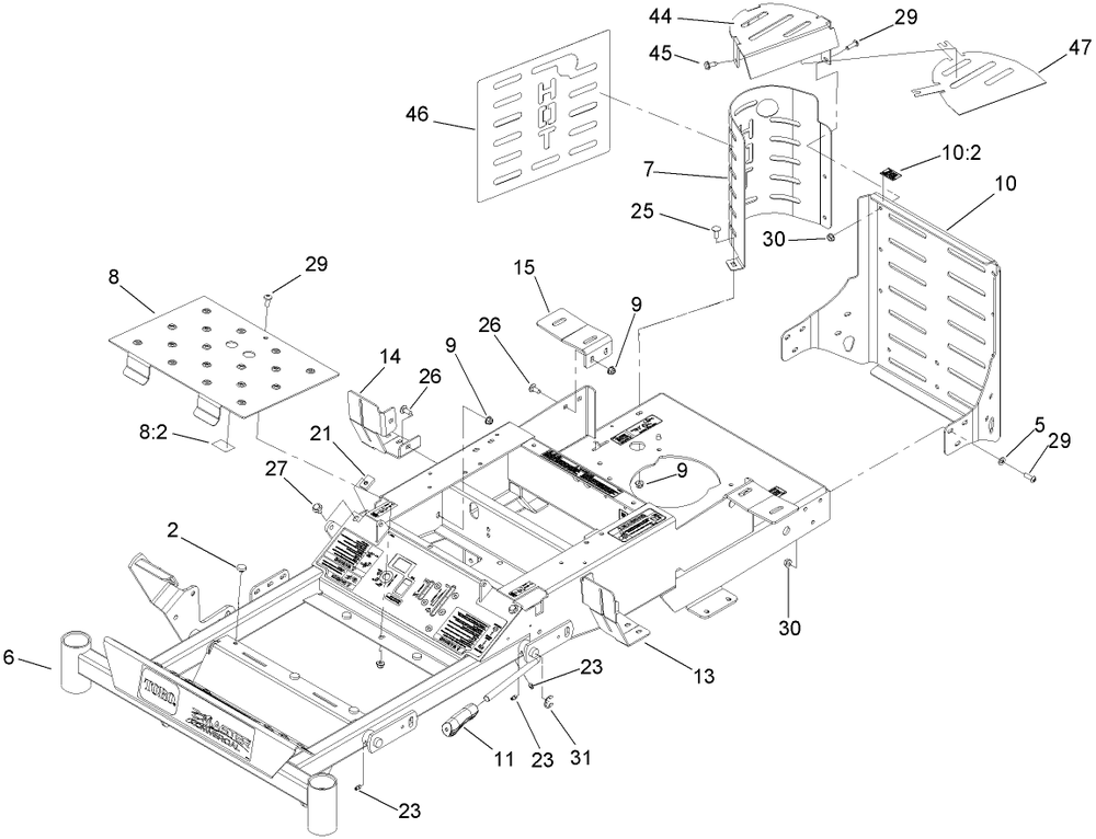 Frame Assembly Diagram and Parts List for 74409TE (270000001-270000700)(2007) Toro Lawn Mower