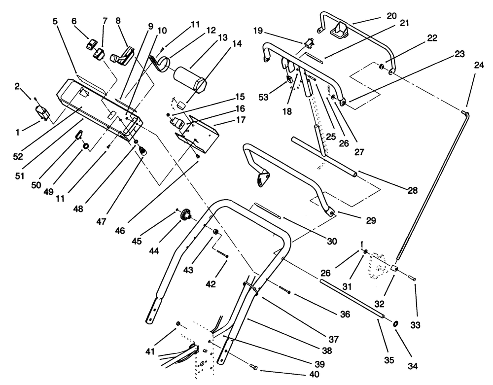 Handle/Control Panel Assembly Diagram and Parts List for 30185 10000001 - 19999999 Toro Lawn Tractor Accessories