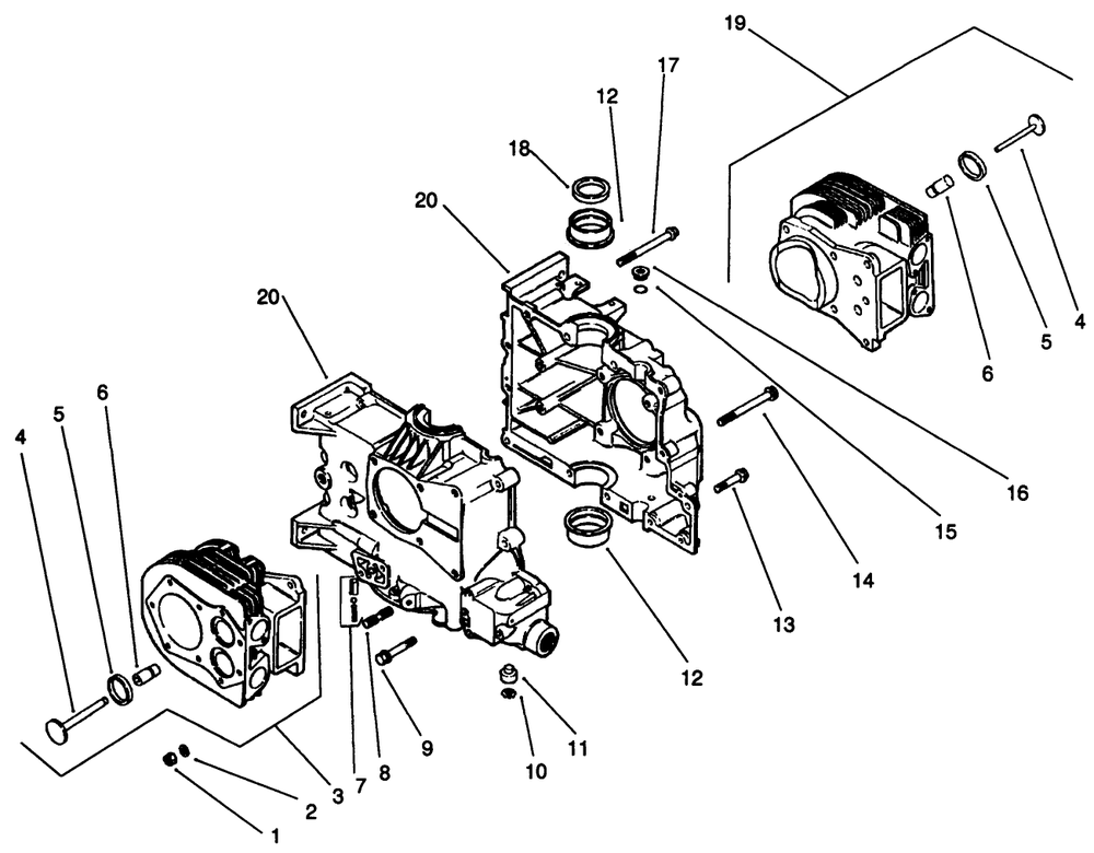 Crankcase-Engine Model No. Mv18s-Type 58543 Diagram and Parts List for 30190 20000001 - 29999999 Toro Lawn Tractor Accessories