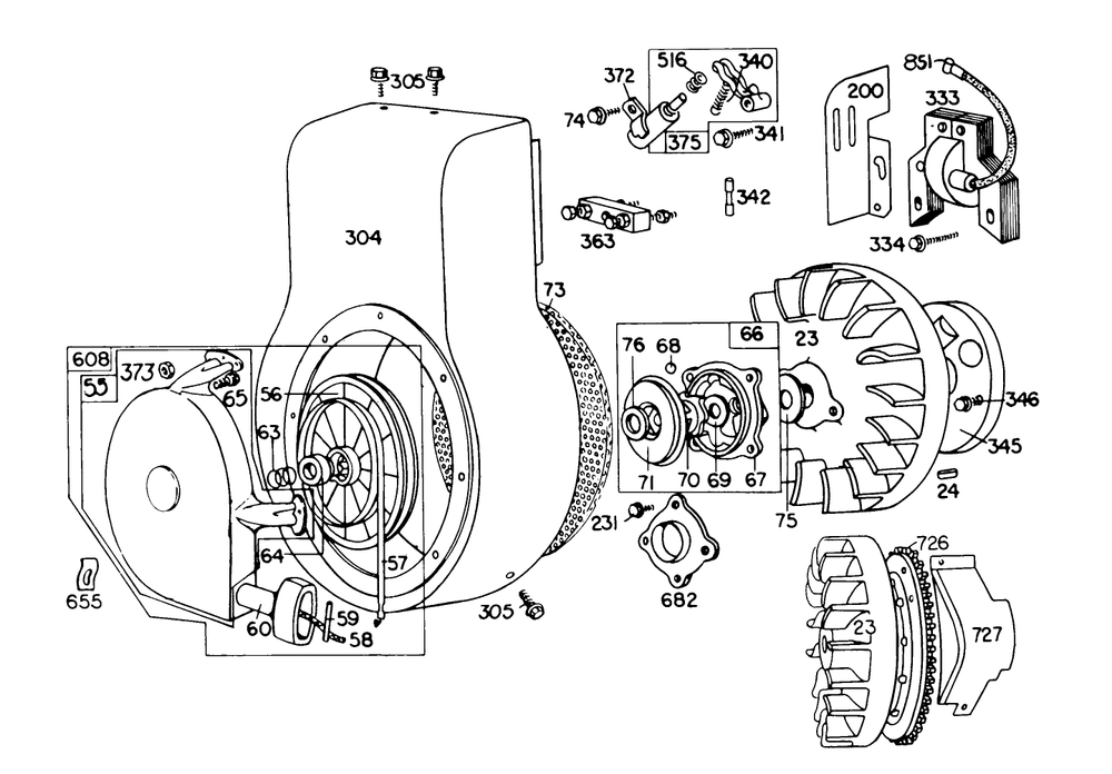 Engine 190402 Type 0989-01 (8 H.P. Snowthrower Model 38150) Diagram and Parts List for 38160 1000001 - 1999999 Toro Snow Blower