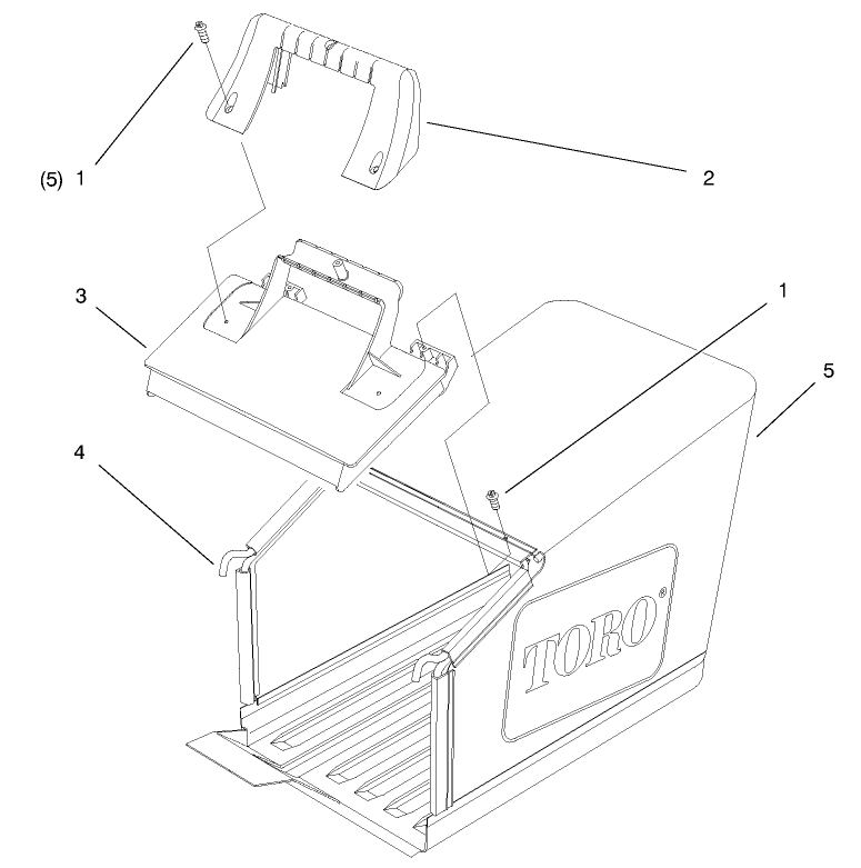 Grass Bag Assembly Diagram and Parts List for 20808 7900001 - 7999999 Toro Lawn Mower