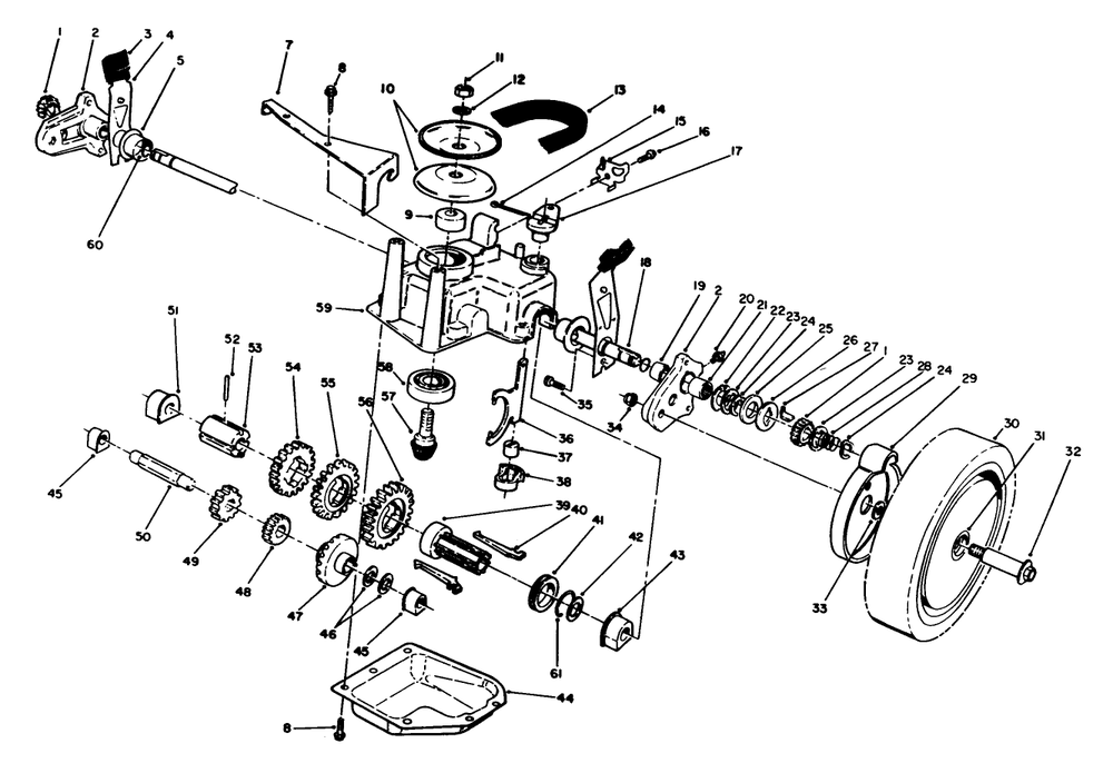 Gear Case Assembly Diagram and Parts List for 20214 1000001 - 1999999 Toro Lawn Mower