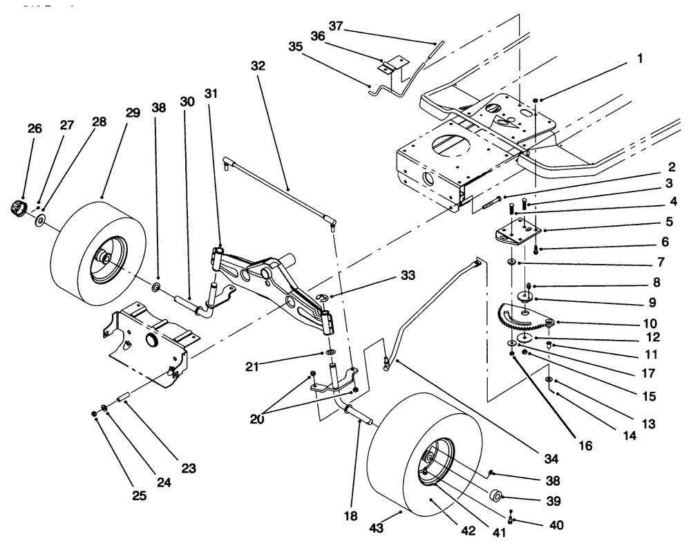 Front Axle Assembly Diagram and Parts List for 71218 6900001 - 6999999 Toro Lawn Tractor