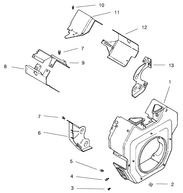 Blower Housing And Baffles Diagram and Parts List for 74182 (891200-891564)(1998) Toro Lawn Tractor