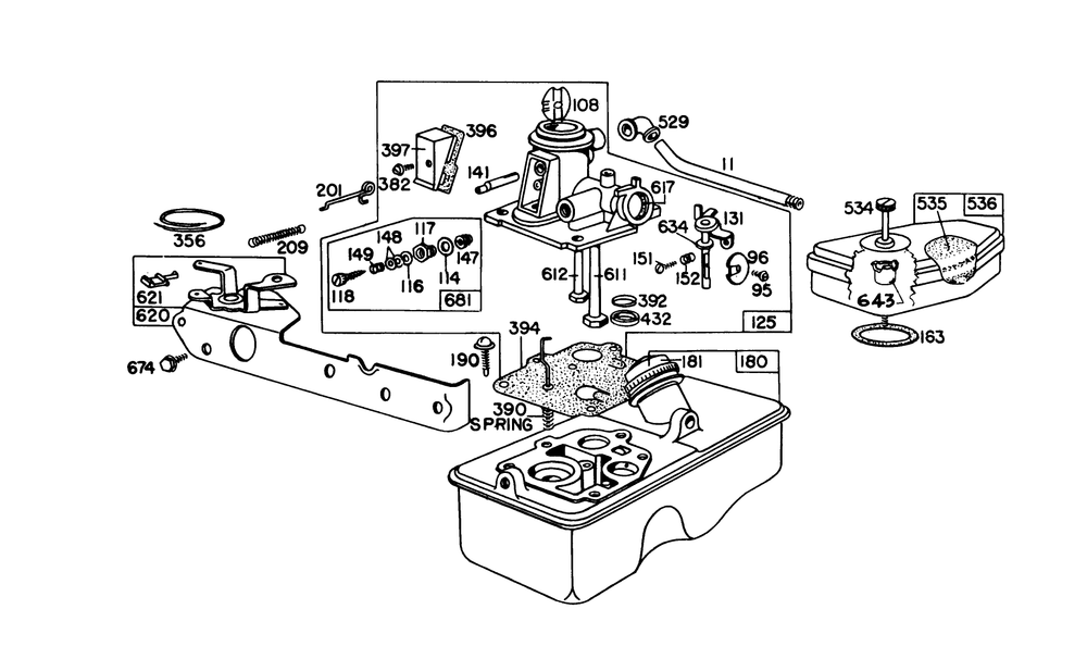 Carburetor Assembly Briggs & Stratton Model 92908-1934-01 Diagram and Parts List for 20698 8000001 - 8999999 Toro Lawn Mower