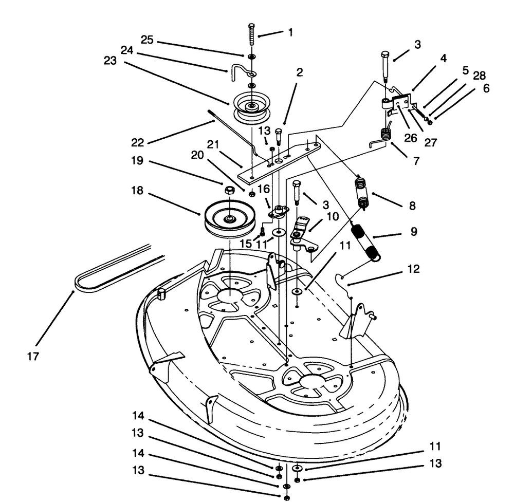 Brake Assembly (38" Cutting Unit) Diagram and Parts List for 71213 59000001 - 59100000 Toro Lawn Tractor
