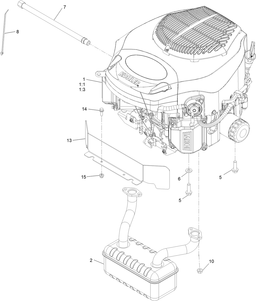 Engine Assembly Diagram and Parts List for 75756 412800000 - 999999999 Toro Lawn Tractor