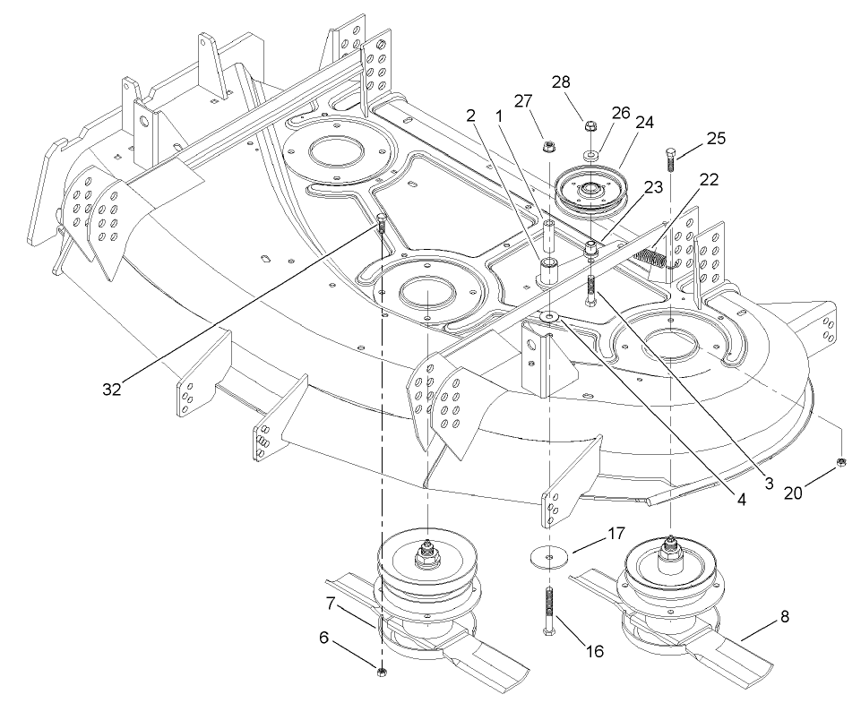 Spindle And Idler Assembly Diagram and Parts List for 30299TE (230000001-230999999)(2003) Toro Lawn Mower
