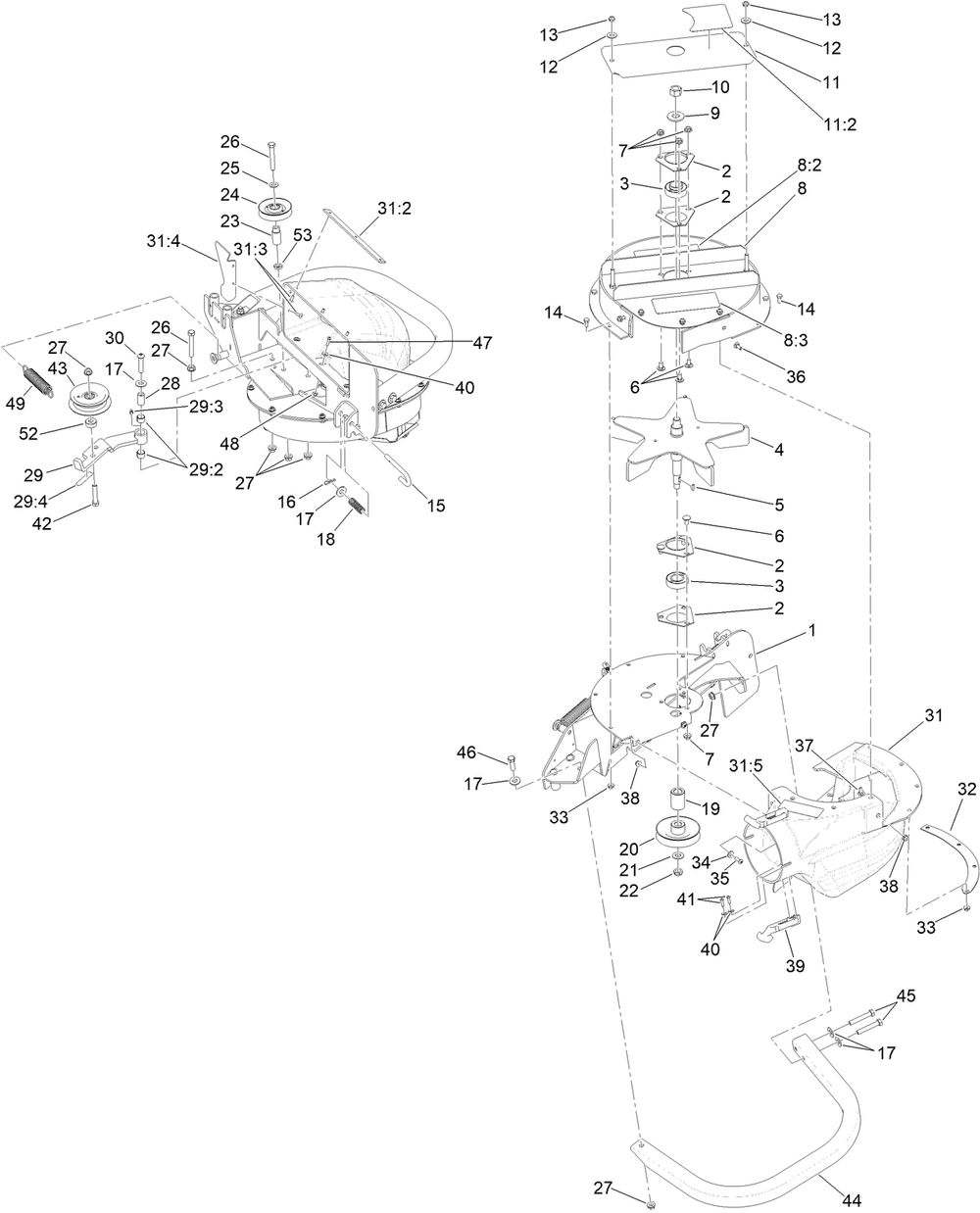 Blower Assembly No. 126-7697 Diagram and Parts List for 78466 411600000 - 999999999 Toro Lawn Tractor