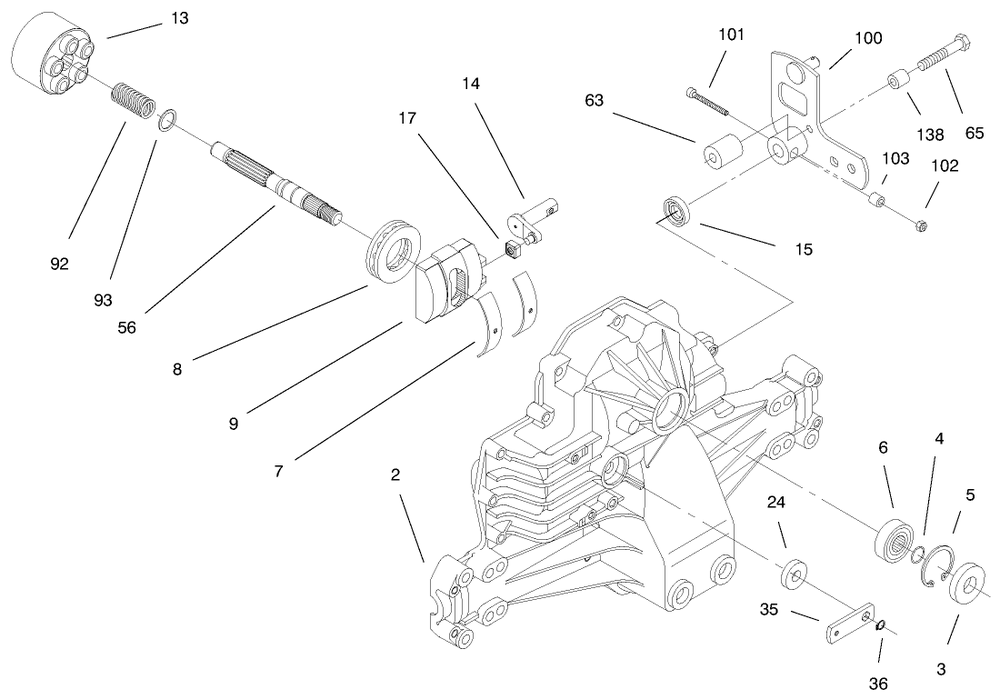 Hydro Transaxle Assembly Diagram and Parts List for 71217 7900001 - 7999999 Toro Lawn Tractor