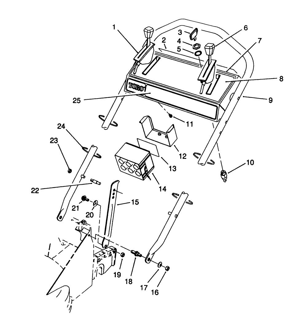 Handle Assembly Diagram and Parts List for 26624 8000001 - 8999999 Toro Lawn Mower