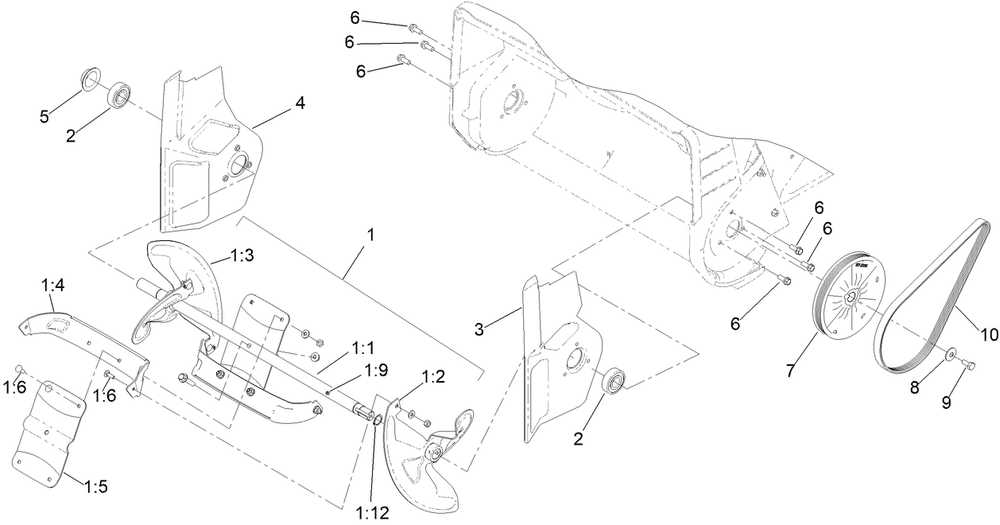 Drive Belt Assembly Diagram and Parts List for 39901 416000000 - 999999999 Toro Snow Blower
