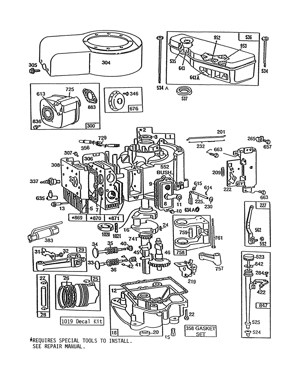 Briggs & Stratton Model No. 256707-0130-01 Diagram and Parts List for 56190 1000001 - 1999999 Toro Lawn Tractor