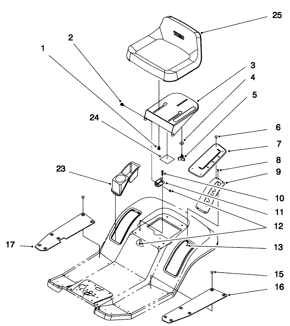 Seat Assembly Diagram and Parts List for 71192 5900001 - 5999999 Toro Lawn Tractor
