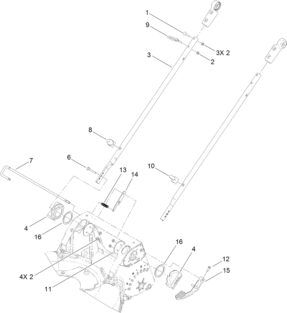 Lower Handle Assembly Diagram and Parts List for 20897 316000001 - 316999999 Toro Lawn Mower