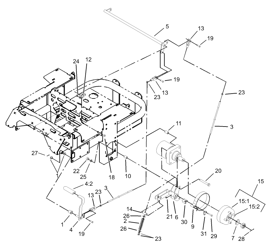 Brake And Wheel Hub Assembly Diagram and Parts List for 74213 (230006001-230999999)(2003) Toro Lawn Mower