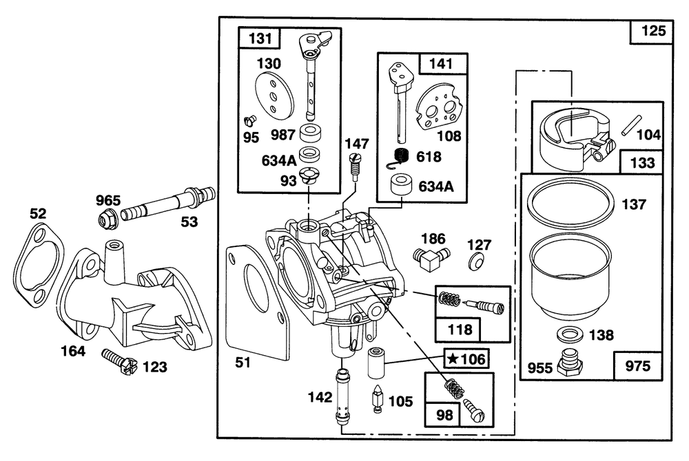 Engine Briggs & Stratton Model 28m707-0127-01 Diagram and Parts List for 70131 6900001 - 6999999 Toro Lawn Tractor