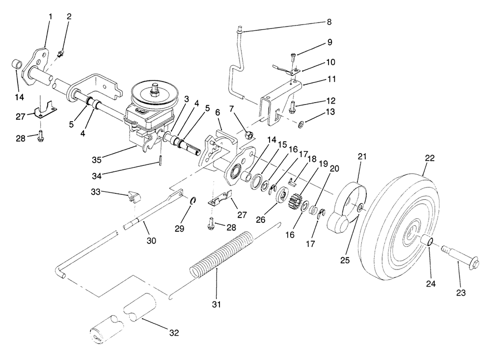 S. P. Rear Axle Assembly Diagram and Parts List for 20926B 1000001 - 1999999 Toro Lawn Mower
