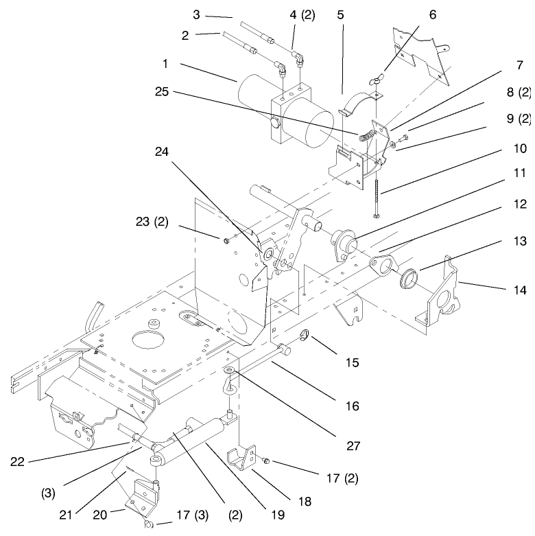 Power Lift Diagram and Parts List for 72102 7900001 - 7999999 Toro Lawn Tractor