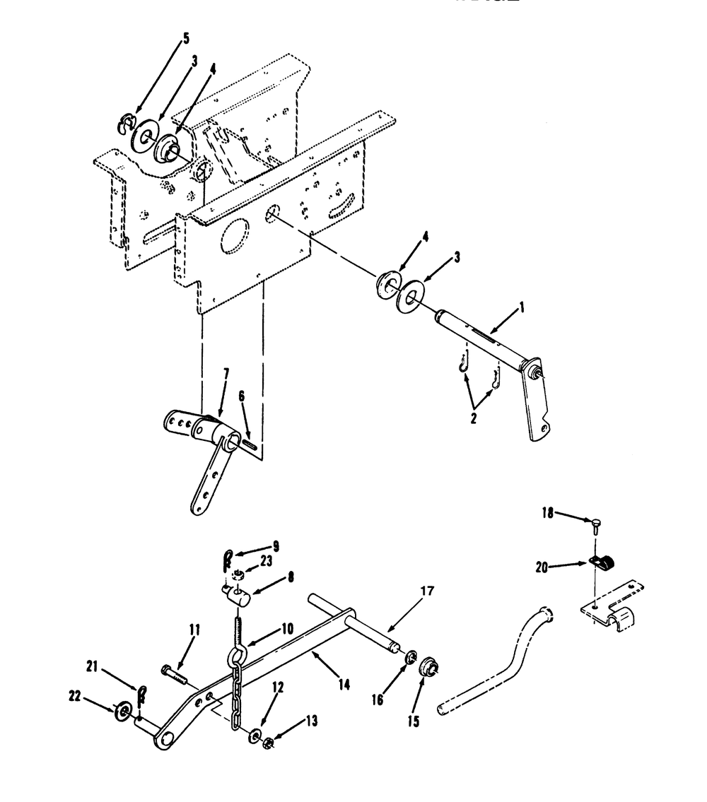 Hydrostatic Lift Linkage Diagram and Parts List for 73501 39000001 - 39999999 Toro Lawn Tractor