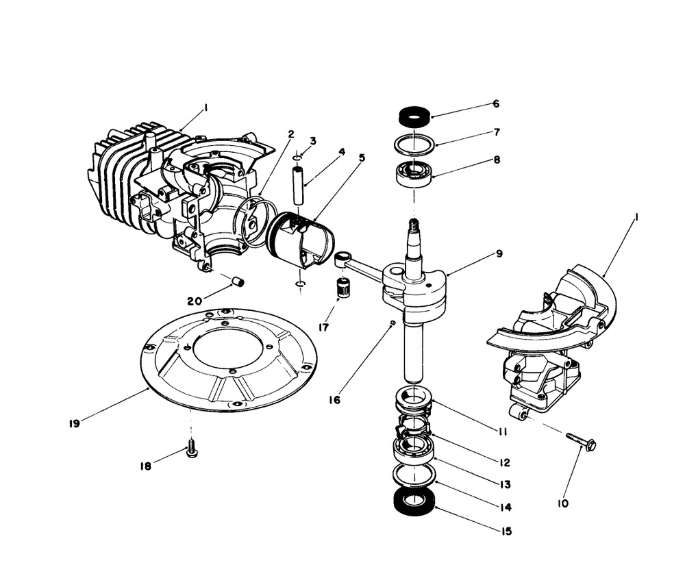 Crankshaft Assembly (Model No. 47ph7) Diagram and Parts List for 16585 8000001 - 8004251 Toro Lawn Mower