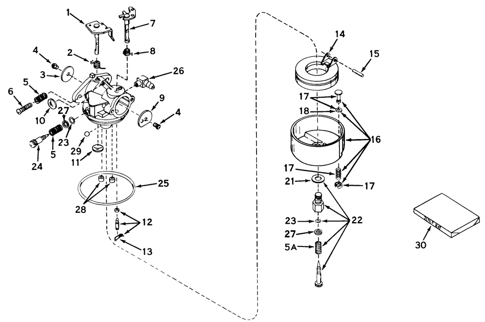 Carburetor No. 631003a Diagram and Parts List for 21100 8000001 - 8999999 Toro Lawn Mower