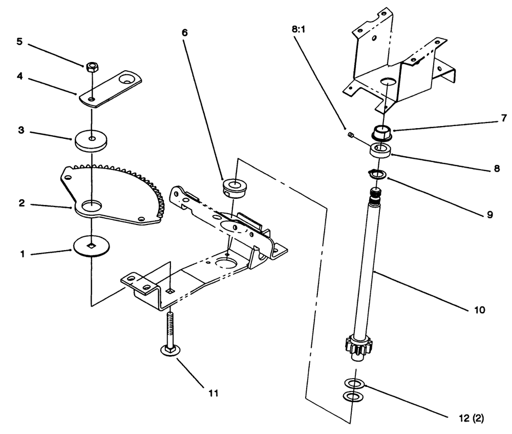 Lower Steering Diagram and Parts List for 72063 4900001 - 4999999 Toro Lawn Tractor