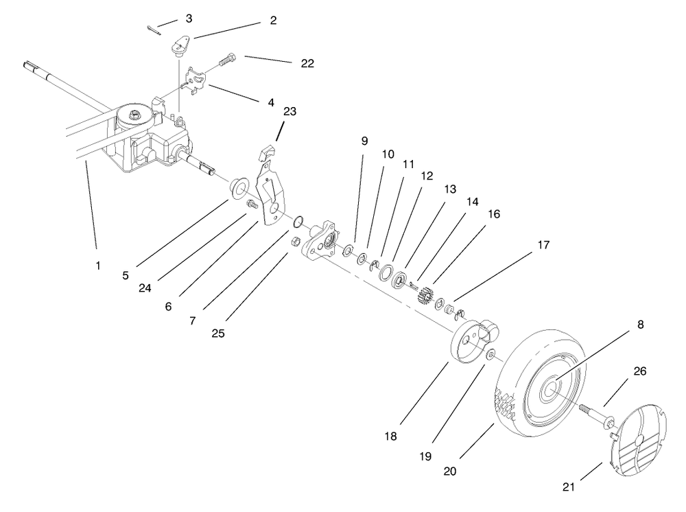 Rear Axle Assembly Diagram and Parts List for 20480 7900001 - 7999999 Toro Lawn Mower