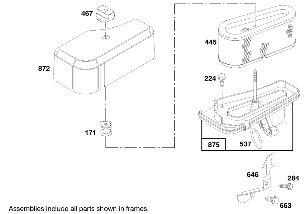 Engine Briggs & Stratton Model 282707-0119-01 Diagram and Parts List for 71188 7900001 - 7999999 Toro Lawn Tractor