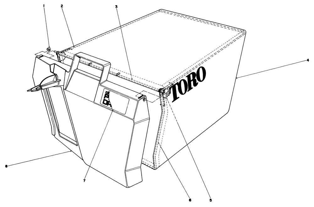 Grass Bag Assembly Diagram and Parts List for 20775 9000001 - 9999999 Toro Lawn Mower