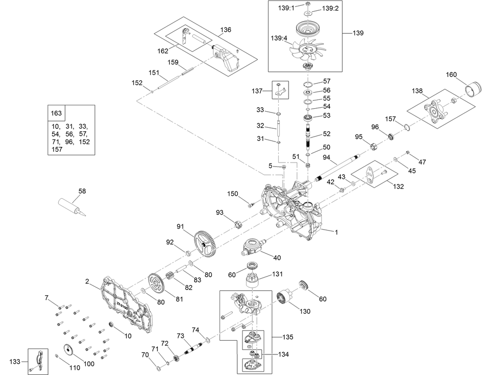 Rh Hydro Transmission Assembly No. 139-7451 Diagram and Parts List for 75746TA 410040000 - 411599999 Toro Lawn Tractor