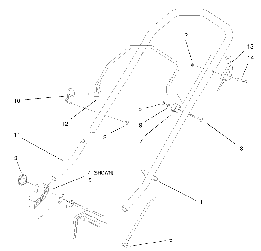Handle Assembly Diagram and Parts List for 20803 7900001 - 7999999 Toro Lawn Mower