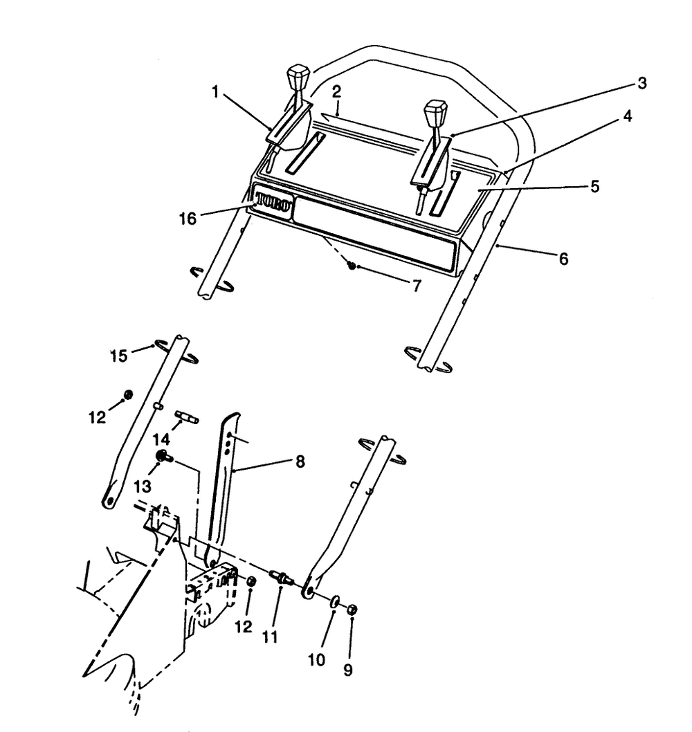 Handle Assembly Diagram and Parts List for 26622 0000001 - 0003100 Toro Lawn Mower