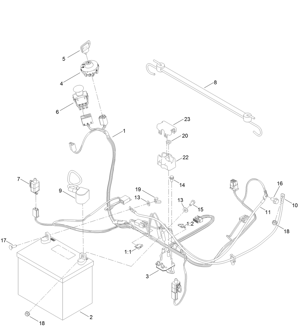Electrical Assembly Diagram and Parts List for 75750 409479951 - 410219308 Toro Lawn Tractor