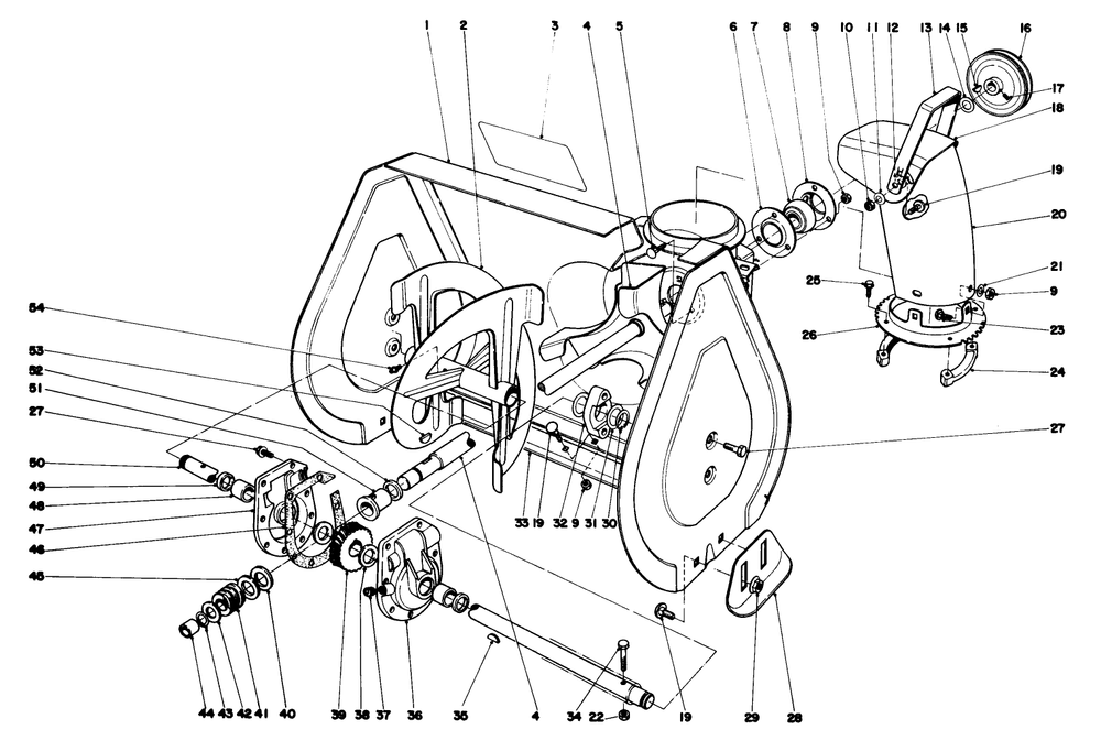 Auger Assembly Diagram and Parts List for 38010 9000001 - 9999999 Toro Snow Blower