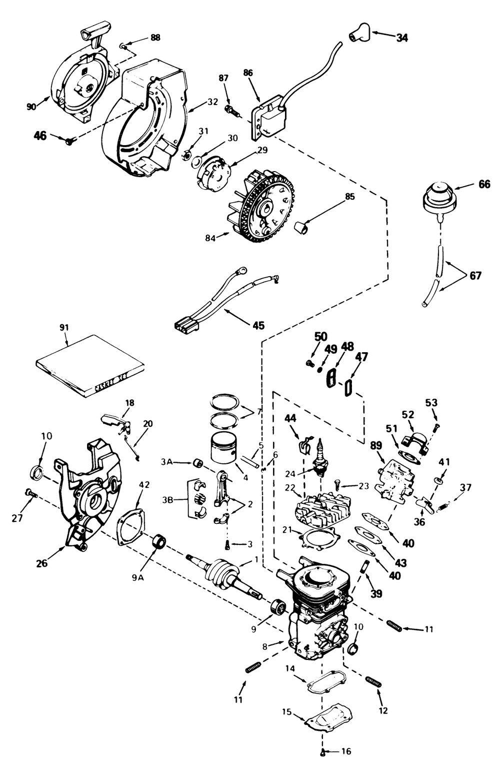 Engine Tecumseh Model No. Ah-600 Type 1623-N Diagram and Parts List for 38162 9000001 - 9999999 Toro Snow Blower