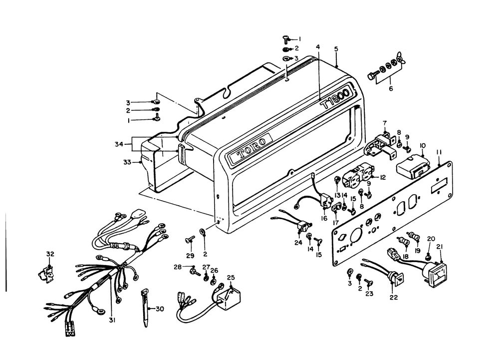 Control Panel Assembly Diagram and Parts List for 62018 7000001 - 7999999 Toro Generator